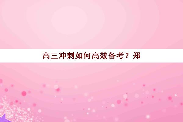 高三冲刺如何高效备考？郑州创新学校一对一辅导个性化方案全解析